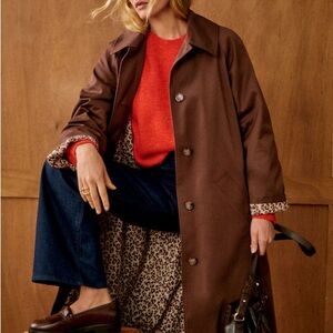 Sezane Brown Coat with Leopard Lining